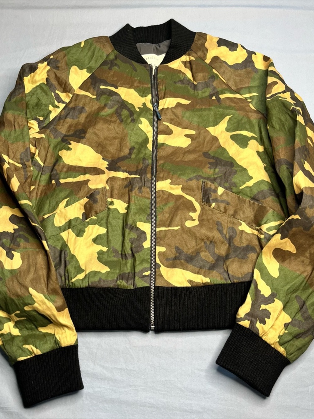 Nicole Miller Artelier Camouflage Bomber Jacket size 2p